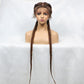 Malaika Lace Wigs two Braids Wigs Natural black Wig free shipping lace braid style