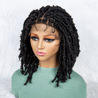 009 # 14 inches Short Locs  Wigs for Black Women Men Afro Curly Synthetic Wig