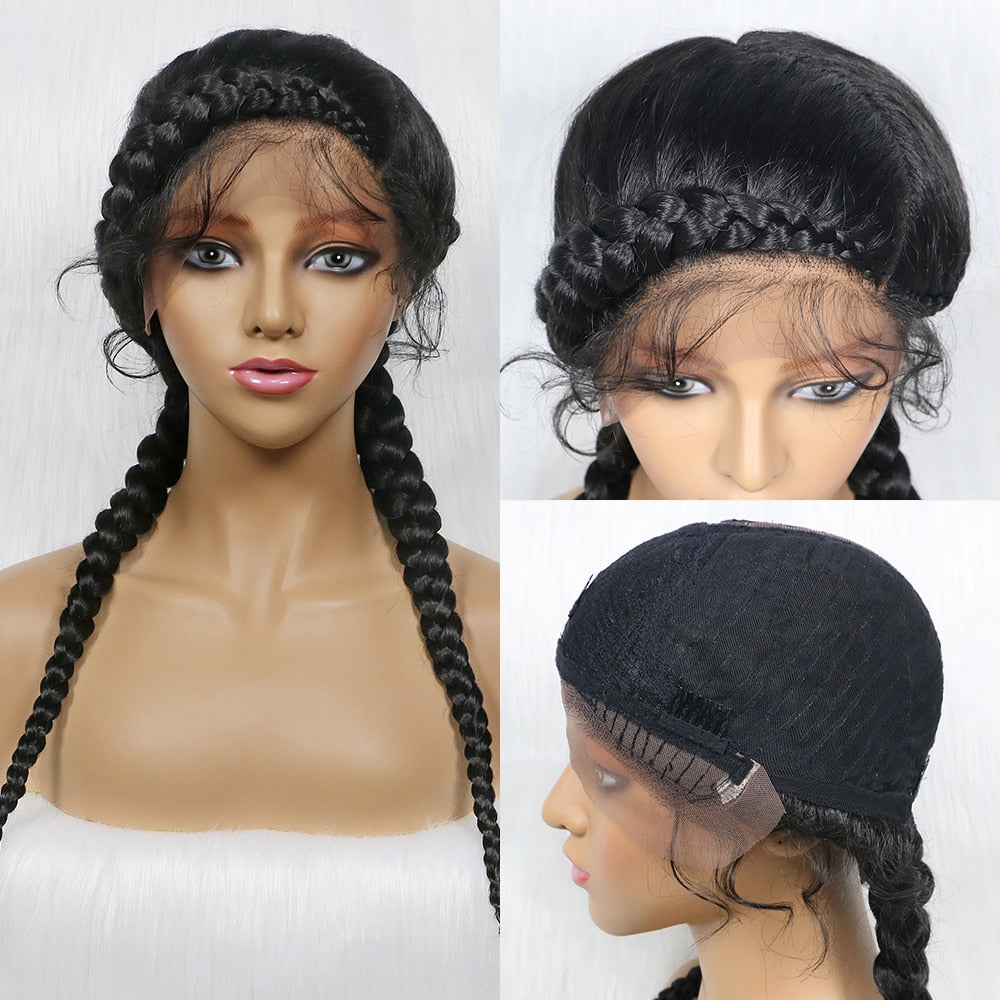 Braided Wigs With Baby Hair Dutch Cornrow Box Braid  Hot Sale