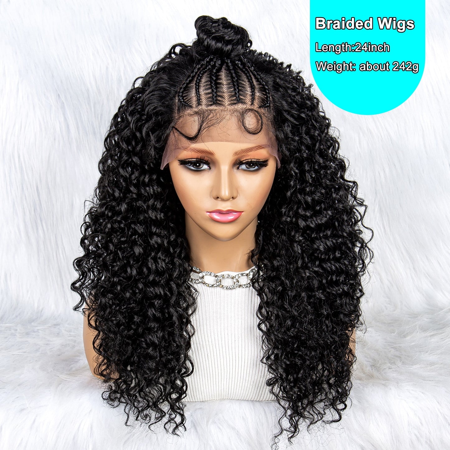 M507 New Braided Wigs Synthetic Lace Front Wig Braided Wigs With Bun For Black Women Wig Kinky Curly Hair Wigs Natural Daily Use