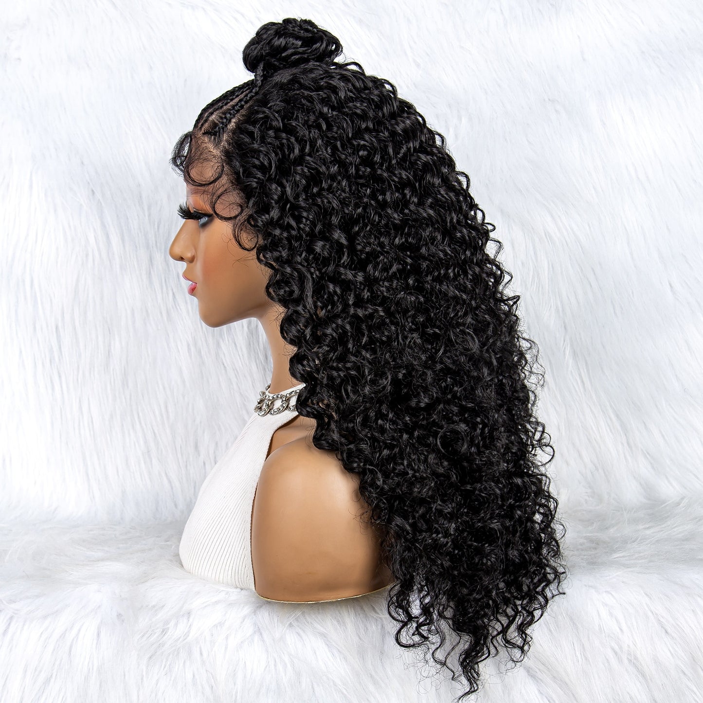 M507 New Braided Wigs Synthetic Lace Front Wig Braided Wigs With Bun For Black Women Wig Kinky Curly Hair Wigs Natural Daily Use