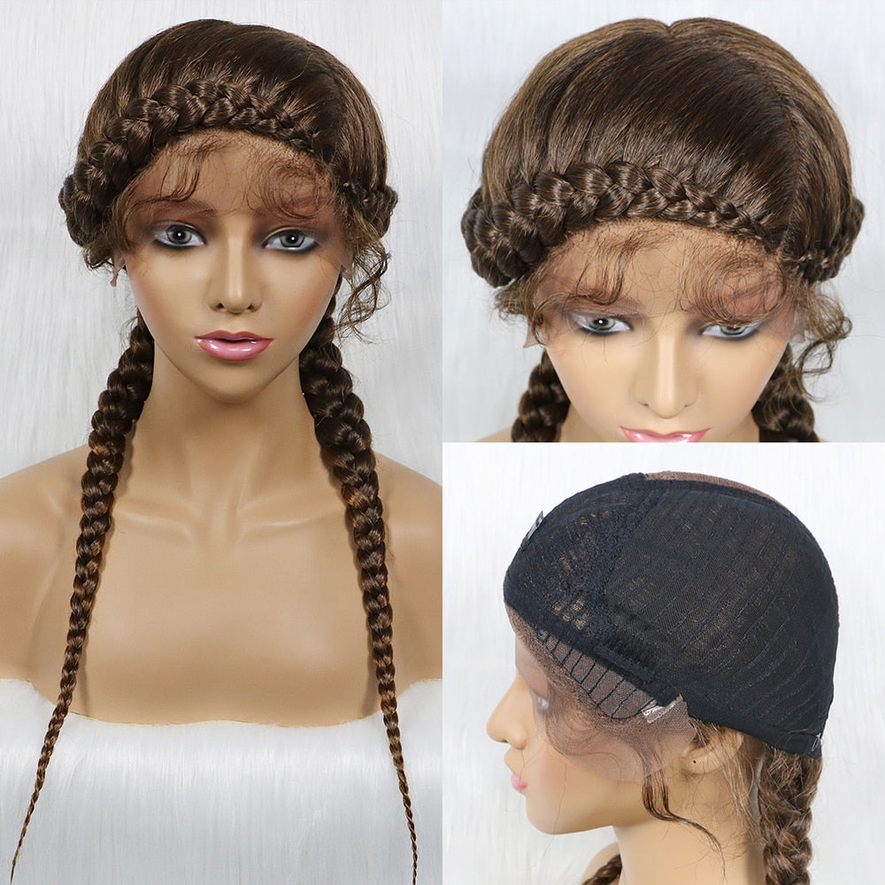 Braided Wigs With Baby Hair Dutch Cornrow Box Braid  Hot Sale