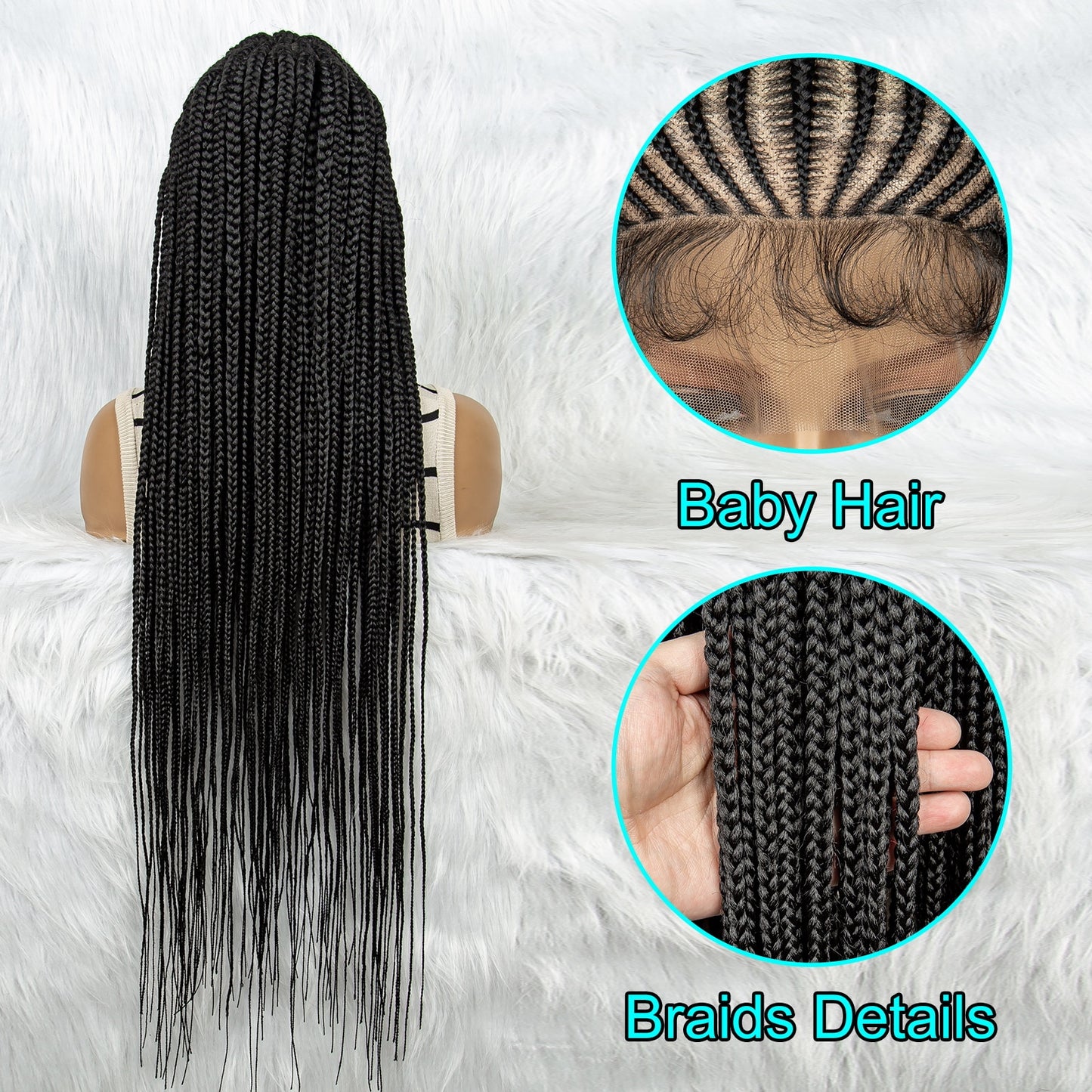 13x6 Transparent Lace Front Braid Wig Knotless Braids Wigs With Baby Hair