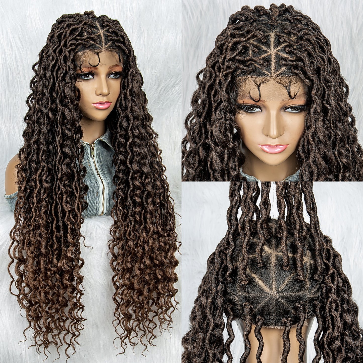 026 Synthetic Full Lace Wig 26inch Braided Wigs For Black Women Knotless Box Wig Braid Braiding Hair Water Wave Wavy Braids Wigs