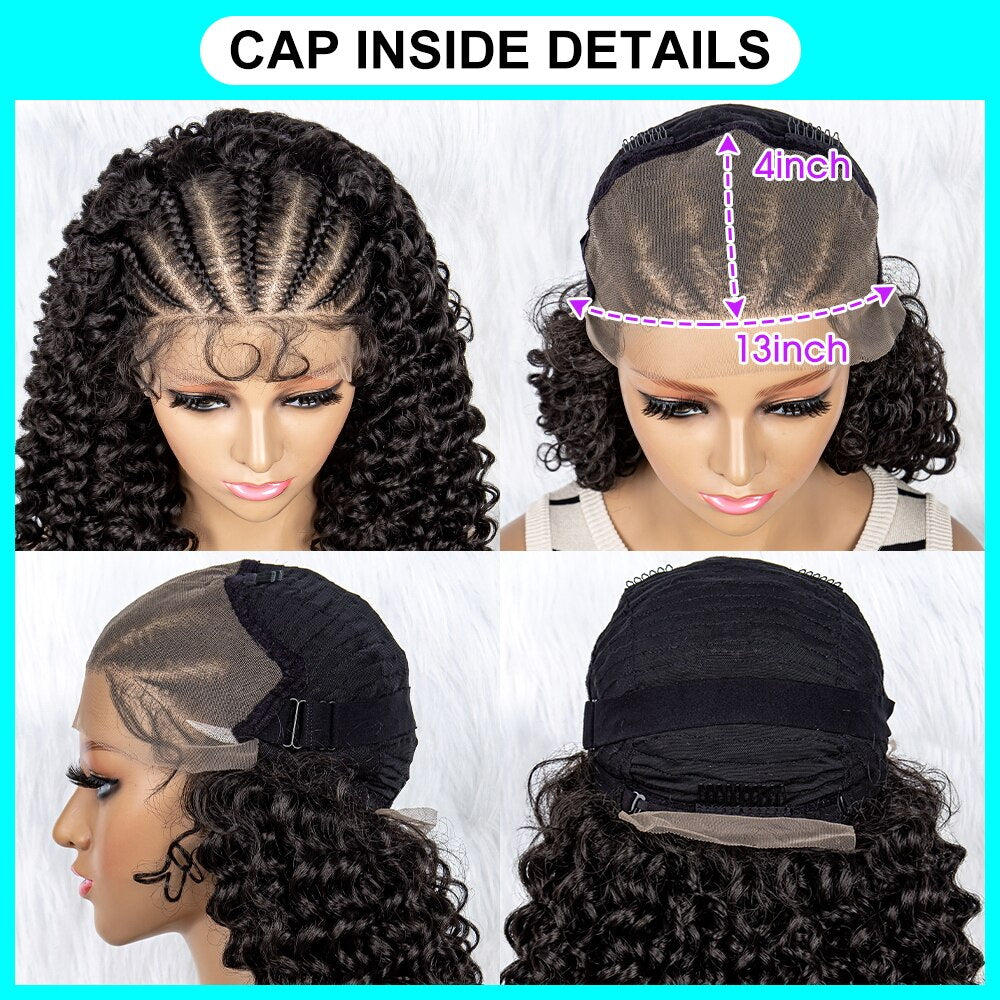 M506 Braided Wigs Synthetic Lace Front Wig Braided Wigs With Baby Hair For Black Women Wig Kinky Curly Hair Wigs Curly Bob Wig