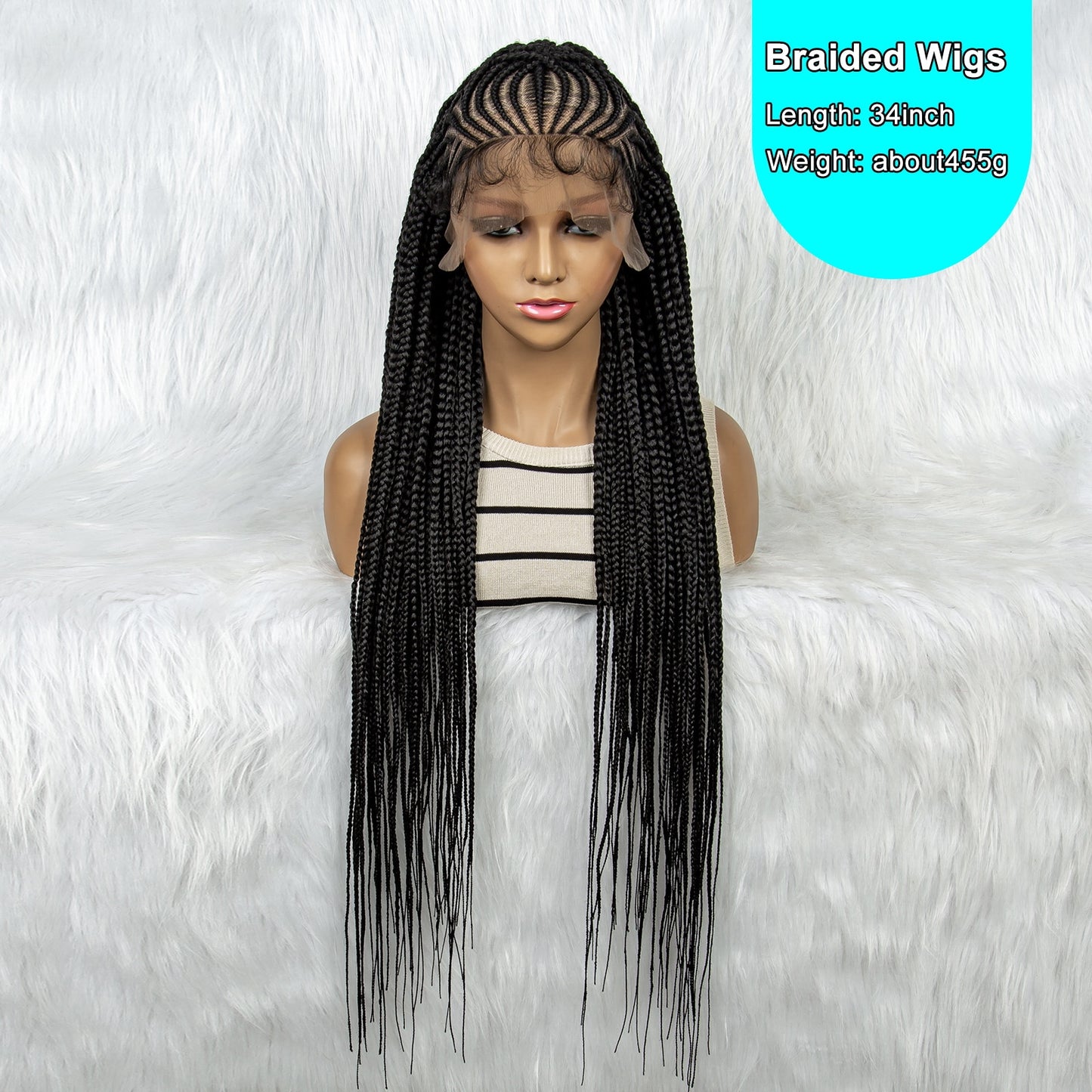 13x6 Transparent Lace Front Braid Wig Knotless Braids Wigs With Baby Hair