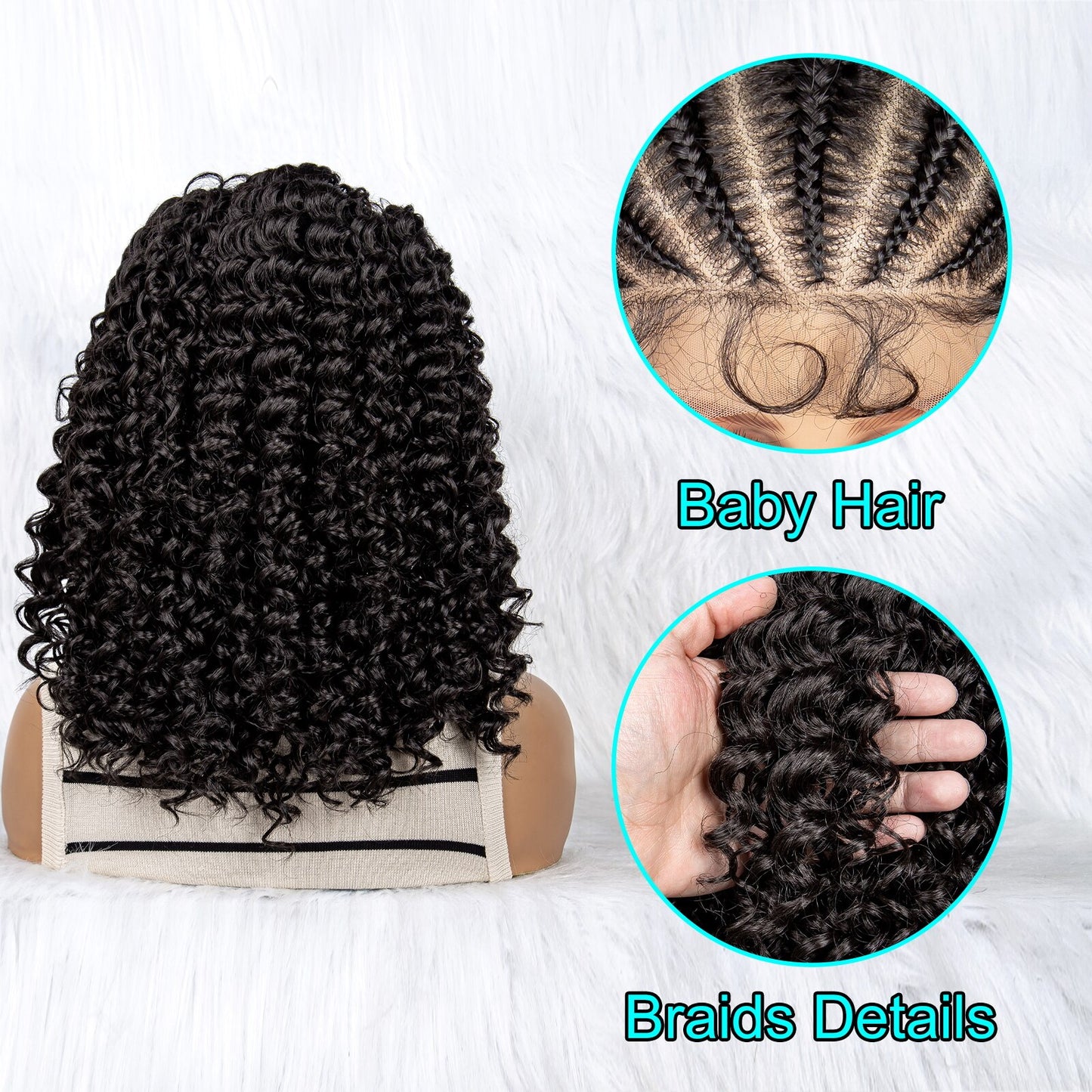 M506 Braided Wigs Synthetic Lace Front Wig Braided Wigs With Baby Hair For Black Women Wig Kinky Curly Hair Wigs Curly Bob Wig