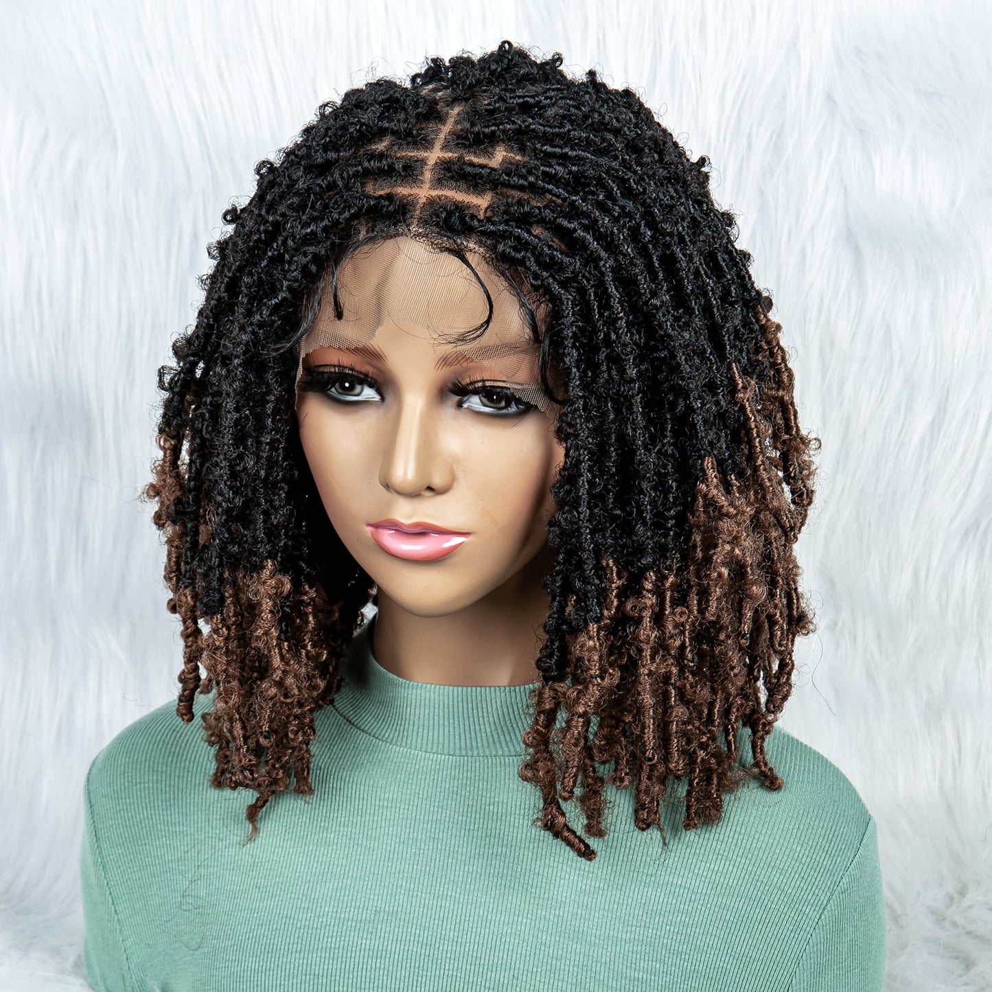 009 # 14 inches Short Locs  Wigs for Black Women Men Afro Curly Synthetic Wig