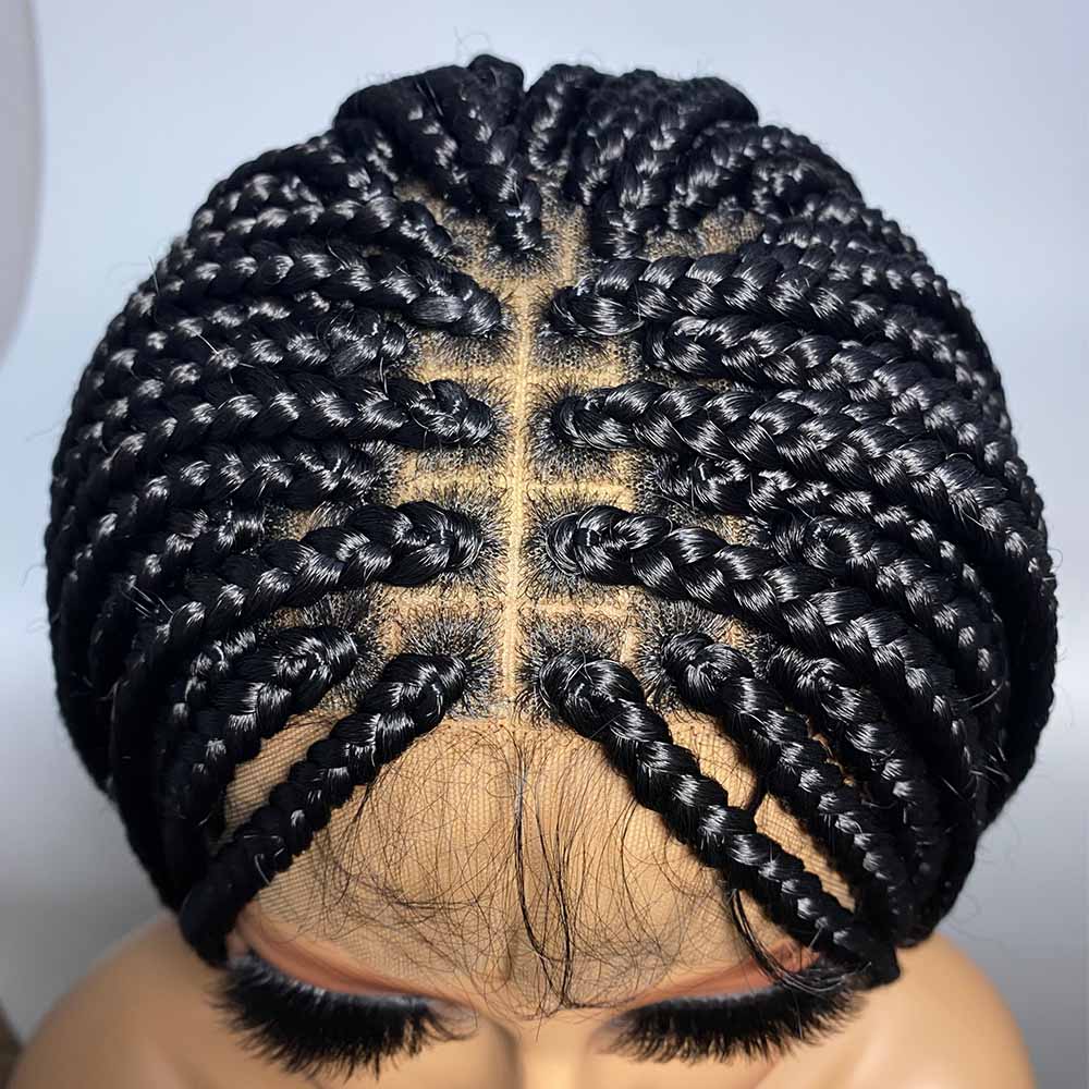 031-X Box Synthetic Full Lace Wig Braided Wigs For Black Women Crochet Box Wig Braid 36 Inches Braiding Hair Knotless Box Braids Wigs