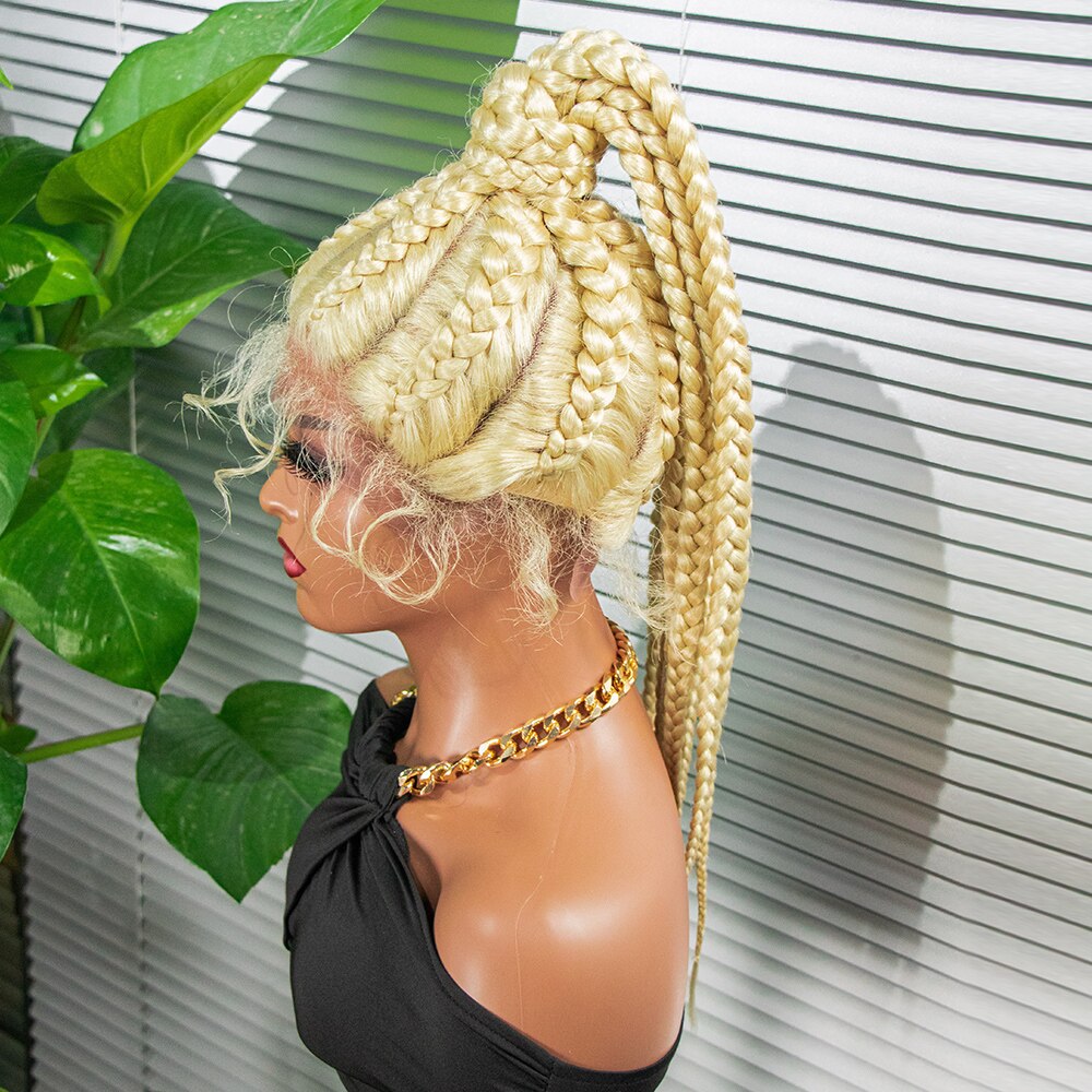 High Ponytail Braiding Wig 360 Synthetic Wig 24inches Box Wig Braids African Braiding Hair With Baby Hair