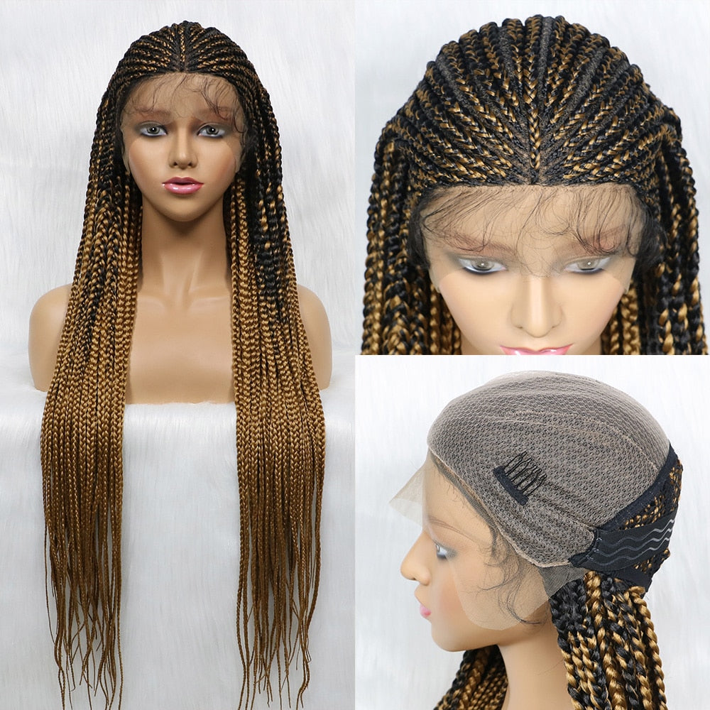 Braided Wigs Synthetic Lace Front Knotless Box New Braid Wig