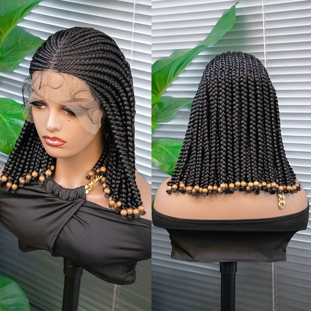 Short Bob Wig Braided Wigs Synthetic Lace Front Wig